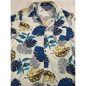 JOGAL XL Tropical Leaf Button Up Shirt Lightweight Vacation Resort Summer